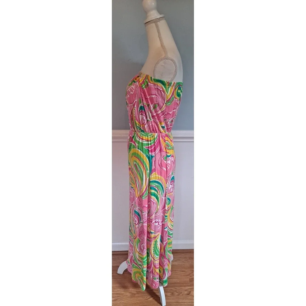 Lilly Pulitzer Marlisa All Nighter Print Slub Jersey Strapless Maxi Dress sz S - Picture 5 of 7